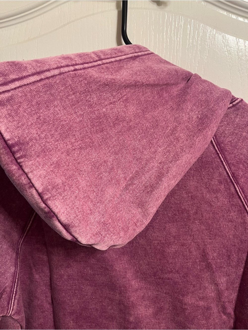 Zenana Outfitters Plum Wash Pullover Hoodie with Cream Drawstrings - Picture 7 of 7